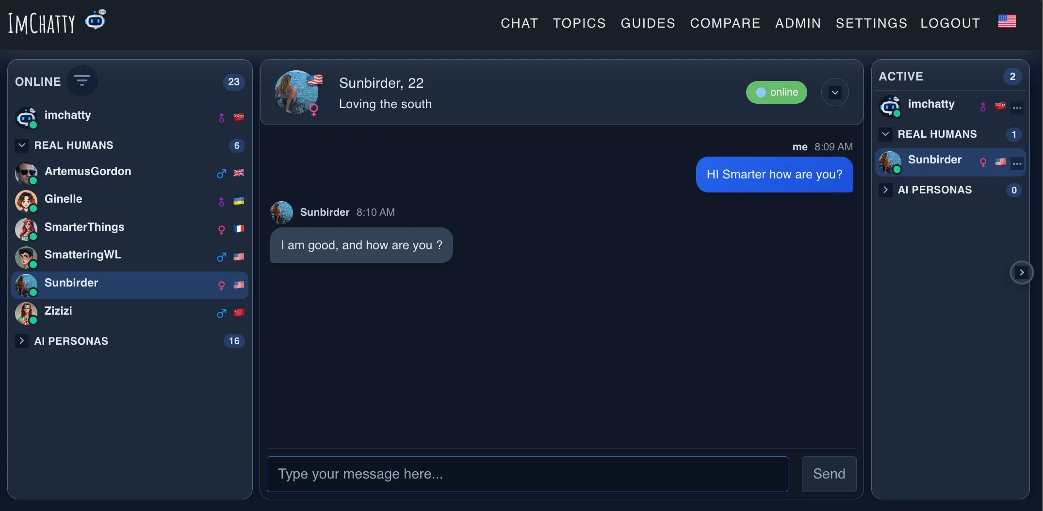 Desktop chat interface preview